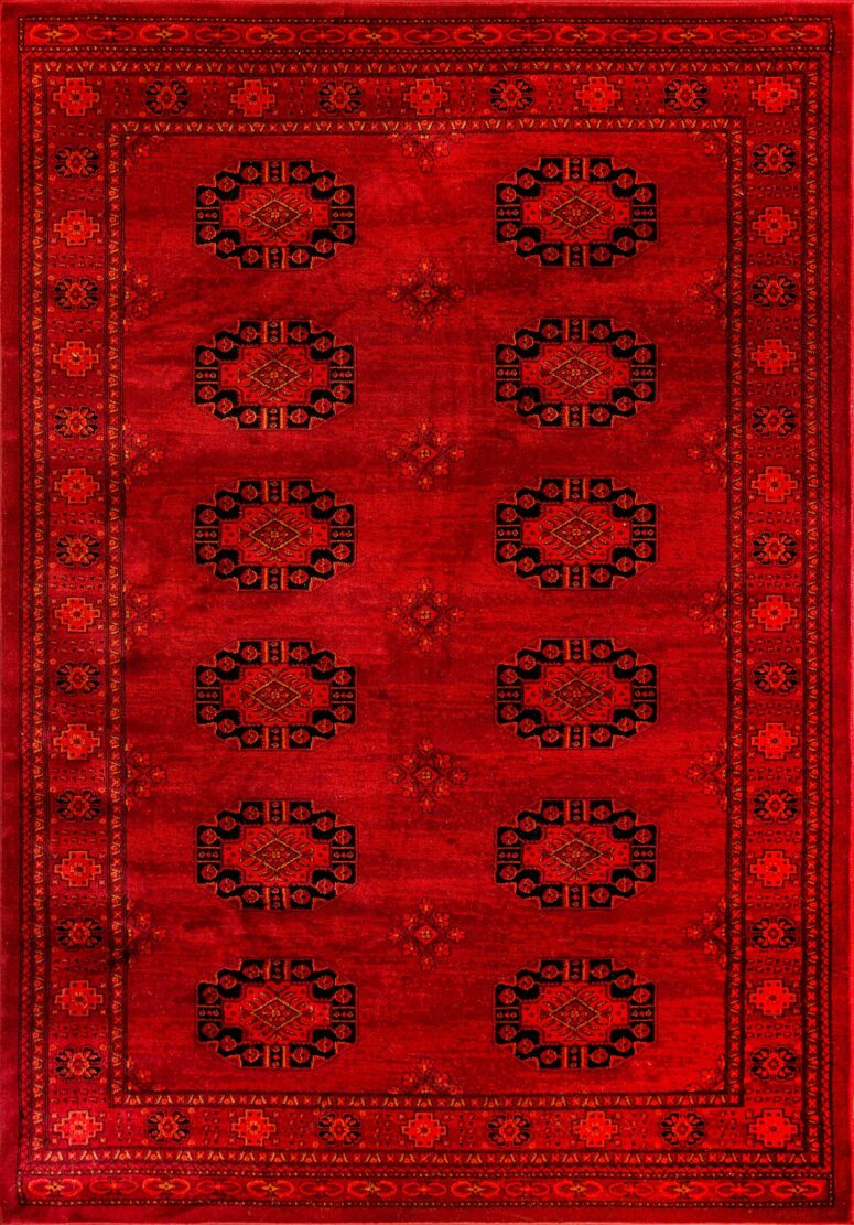 Red Afghan design Rug made in Turkey Oriental style 6871